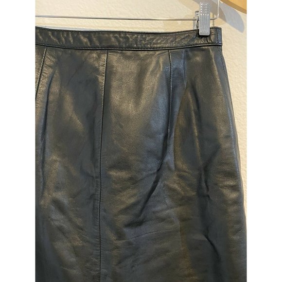 West Bay Sport Leathers Vintage 100% Leather Pencil Skirt Size 8 Black - Picture 4 of 9